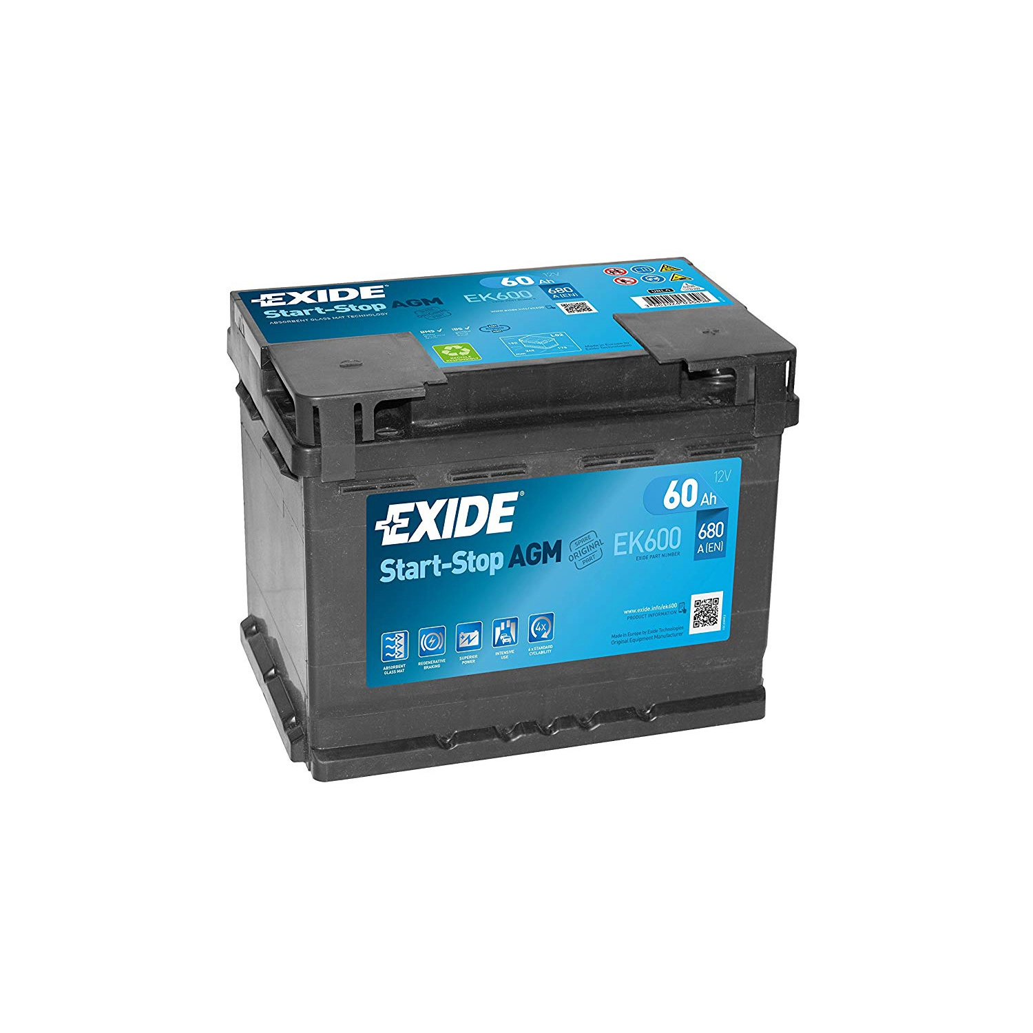 BATTERIA EXIDE AGM 60AH 680A