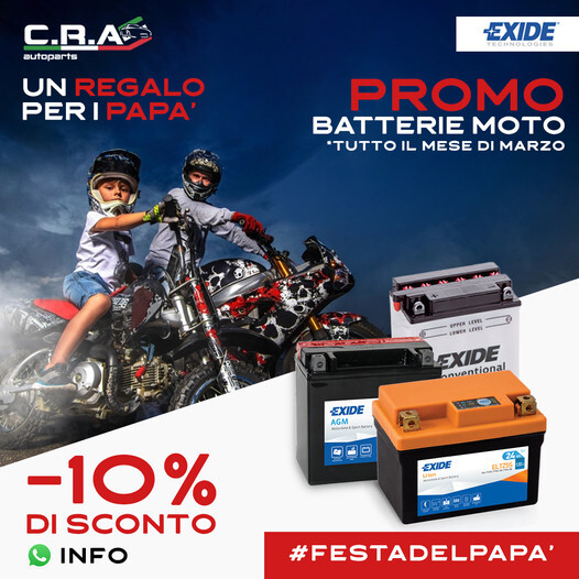 offerta -10% festa del papà; batterie moto